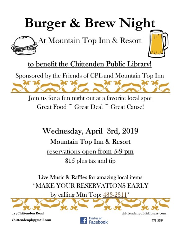 2019 burger and brew night flyer