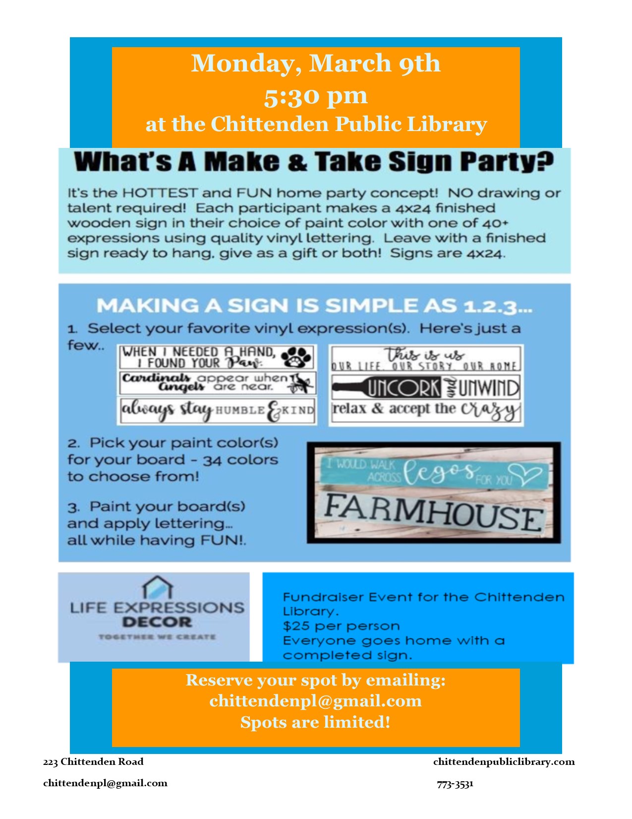 make and take sign party
